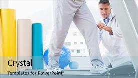  Presentation with treadmill - Amazing PPT layouts having rehabilitation - senior man on treadmill backdrop and a light blue colored foreground