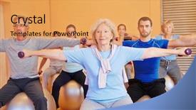  Presentation with children doing kids gym - Presentation with rehabilitation center - group doing dumbbell exercises background and a yellow colored foreground