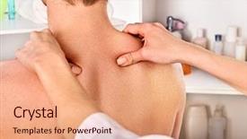  Presentation with shoulder joint - Audience pleasing slide deck consisting of rehabilitation center reinforcement of joint backdrop and a coral colored foreground