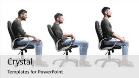  Presentation with good posture - Theme having rehabilitation concept collage of man background and a light gray colored foreground