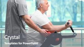  Presentation with supervision - Colorful theme enhanced with rehabilitation concept mature man doing backdrop and a gray colored foreground