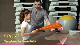  Presentation with supervision - PPT theme enhanced with rehabilitation concept young woman doing background and a violet colored foreground