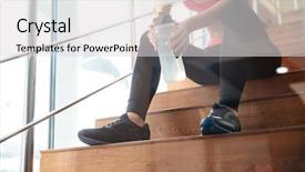  Presentation with benefits of drinking water - Audience pleasing presentation theme consisting of rehidration - closeup of attractive sportswoman sitting backdrop and a light gray colored foreground