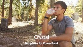  Presentation with runner - Slide deck with rehidration - male runner in a forest background and a  colored foreground