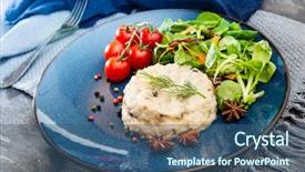  Presentation with vanilla ice cream fresh - Slide set enhanced with rehidration - risotto with fresh cream salted background and a  colored foreground