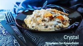  Presentation with vanilla ice cream fresh - Colorful presentation design enhanced with rehidration - risotto with fresh cream salted backdrop and a  colored foreground