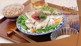  Presentation with shabu - Amazing presentation theme having rei-shabu-cold-pork-salad backdrop and a coral colored foreground