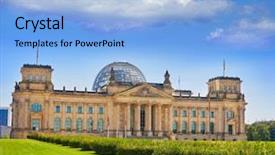  Presentation with carbon footprint for building - PPT theme consisting of reichstag berlin building deutscher bundestag background and a light blue colored foreground