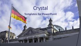  Presentation with house building - Audience pleasing presentation theme consisting of reichstag building in berlin germany backdrop and a sky blue colored foreground