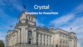  Presentation with house building - Presentation enhanced with reichstag building in berlin germany background and a ocean colored foreground