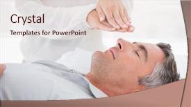  Presentation with reiki - Beautiful slide set featuring reiki healing - therapist working with man backdrop and a lemonade colored foreground