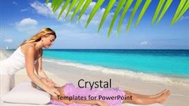  Presentation with massage therapy - Colorful slide deck enhanced with reiki massage in caribbean beach backdrop and a  colored foreground