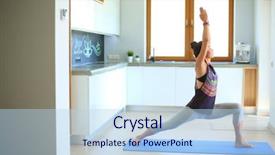  Presentation with asian exercise trainer - PPT theme with reilience - asian woman are yoga exercises background and a  colored foreground