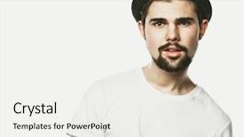  Presentation with man lust - Colorful slides enhanced with reilience - portrait of cheerful smiling bearded backdrop and a white colored foreground