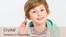  Presentation with children education - Presentation theme having reilience - pretty happy nine-year girl is background and a lemonade colored foreground