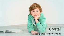  Presentation with law children child support - Beautiful PPT theme featuring reilience - pretty happy nine-year girl lying backdrop and a mint green colored foreground