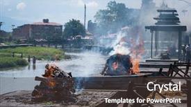  Presentation with ceremony - Slide deck with reincarnation - cremation ceremony at pashupatinath temple background and a  colored foreground