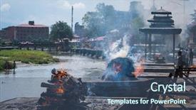  Presentation with ceremony - Amazing slide deck having reincarnation - cremation ceremony at pashupatinath temple backdrop and a  colored foreground