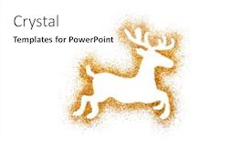  Presentation with glitter - Beautiful PPT theme featuring reindeer-christmas-decoration-on-golden backdrop and a white colored foreground