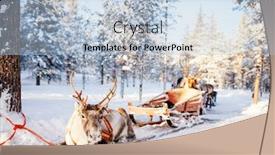  Presentation with forest winter - Cool new PPT layouts with reindeer-safari-in-a-winter backdrop and a light blue colored foreground