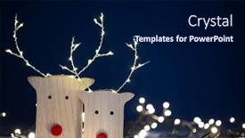  Presentation with sparkling - Amazing slide deck having reindeers-in-sparkling-christmas-light backdrop and a navy blue colored foreground