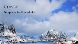  Presentation with resort - PPT theme featuring reine-resort-in-lofoten-archipelago background and a light blue colored foreground