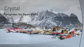  Presentation with resort - Beautiful slide deck featuring reine-resort-in-lofoten-archipelago backdrop and a light gray colored foreground