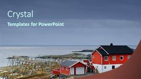  Presentation with resort - Amazing slide set having reine-resort-in-lofoten-archipelago backdrop and a ocean colored foreground