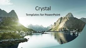  Presentation with overcrowding islands - PPT layouts featuring reine village lofoten islands norway background and a light blue colored foreground