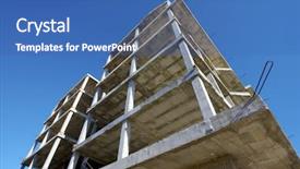  Presentation with concrete construction - PPT theme enhanced with reinforced concrete slabs background and a ocean colored foreground