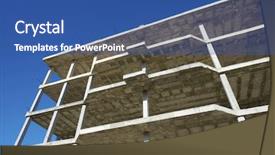  Presentation with concrete construction - Colorful PPT theme enhanced with reinforced concrete slabs backdrop and a ocean colored foreground