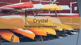  Presentation with murder winter - Slide set consisting of reins - kayaks stocked in winter background and a  colored foreground