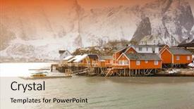  Presentation with world war 2 norway - Colorful PPT theme enhanced with reins - reine resort in lofoten archipelago backdrop and a  colored foreground