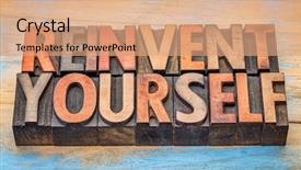  Presentation with color blocks - Audience pleasing presentation consisting of reinvent yourself - motivational words backdrop and a coral colored foreground
