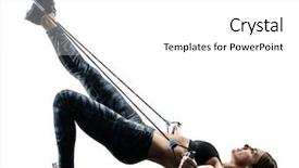  Presentation with pilates - Slide set having reisitance - one caucasian woman exercising pilates background and a white colored foreground