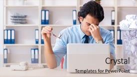  Presentation with new ideas - Presentation design with reject - businessman rejecting new ideas background and a soft green colored foreground