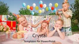  Presentation with birthday - Theme with rejoice in her birthday round background and a coral colored foreground