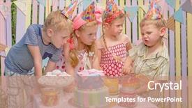  Presentation with birthday boy - Colorful theme enhanced with rejoice in his birthday round backdrop and a coral colored foreground