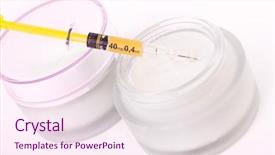  Presentation with syringe - Colorful theme enhanced with rejuvenating cream with syringe isolated backdrop and a sky blue colored foreground