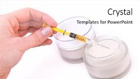  Presentation with syringe - Amazing theme having rejuvenating cream with syringe isolated backdrop and a white colored foreground