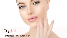  Presentation with nails manicure - Beautiful slides featuring rejuvenation - beautiful woman face close up backdrop and a lemonade colored foreground