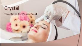  Presentation with indian woman face beauty - Slide deck with rejuvenation in a beauty center background and a lemonade colored foreground