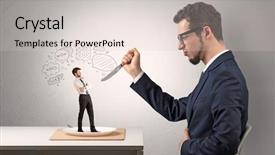  Presentation with eat - Slide set with blackmail - big businessman want to eat background and a lemonade colored foreground