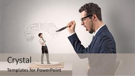  Presentation with eat - PPT layouts consisting of great expectations - big businessman want to eat background and a mint green colored foreground