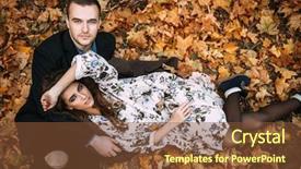  Presentation with autumn leaves - Beautiful slides featuring related nature - autumn fashion beautiful fashionable couple backdrop and a tawny brown colored foreground