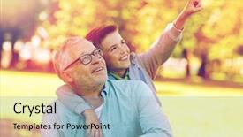  Presentation with generation - PPT theme consisting of related nature - family generation relations and people background and a light blue colored foreground