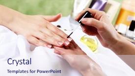  Presentation with spa salon - Colorful slide deck enhanced with related objects in spa salon backdrop and a  colored foreground