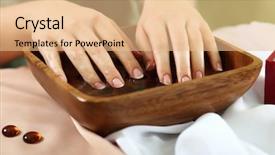  Presentation with spa salon - Theme enhanced with related objects in spa salon background and a coral colored foreground