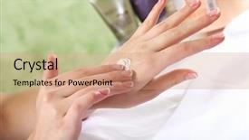  Presentation with spa salon - Slide deck featuring related objects in spa salon background and a coral colored foreground