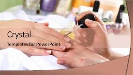  Presentation with spa salon - PPT theme enhanced with related objects in spa salon background and a coral colored foreground